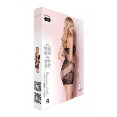 Сітчаста чорна міні-сукня на одне плече з контрастним малюнком Casmir CA001