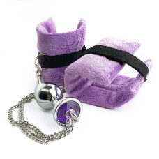 Наручники з металевою анальною пробкою Art of Sex Handcuffs with Metal Anal Plug size M Purple