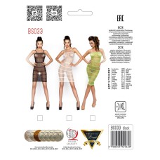 Бодістокінг Passion BS033 black, сукня-сітка на бретелях, прозора