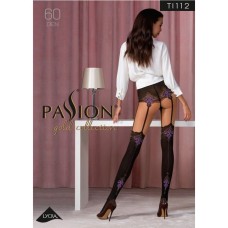 Колготки с эффектом чулок на подвязках Passion TI112 nero-violet 3/4 (60/20 den)