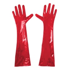 Глянсові вінілові рукавички Art of Sex - Lora, розмір S, колір Червоний