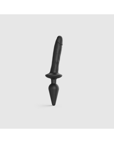 Анальна пробка з дилдо Strap-On-Me SWITCH PLUG-IN REALISTIC DILDO BLACK - L  (м'ята упаковка)