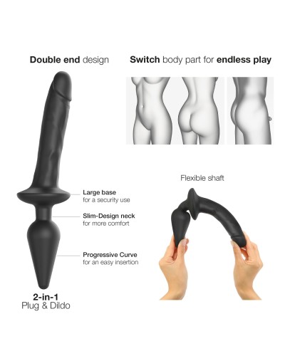 Анальна пробка з дилдо Strap-On-Me SWITCH PLUG-IN REALISTIC DILDO BLACK - L  (м'ята упаковка)