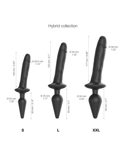 Анальна пробка з дилдо Strap-On-Me SWITCH PLUG-IN REALISTIC DILDO BLACK - L  (м'ята упаковка)