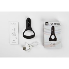 Подвійне ерекційне кільце Fun Town Rise Black, керування зі смартфона