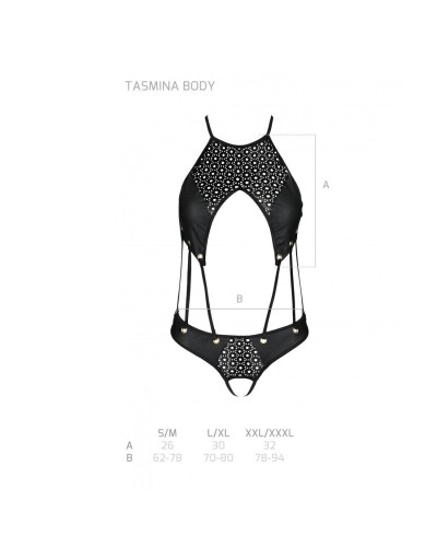 Боди из эко-кожи с ремешками и перфорацией Tamaris Body black L/XL — Passion