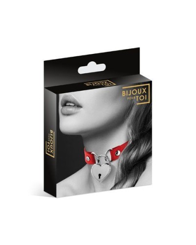 Чокер с замочком-сердечком Bijoux Pour Toi - HEART LOCK Red, экокожа