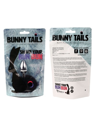 Анальная пробка FeelzToys - Bunny Tails Butt Plug Black