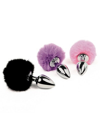 Анальная пробка FeelzToys - Bunny Tails Butt Plug Black