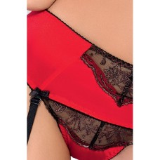 (SALE) Комплект білизни BRIDA SET OpenBra red L/XL - Passion Exclusive: трусики-танга, пояс, ліф