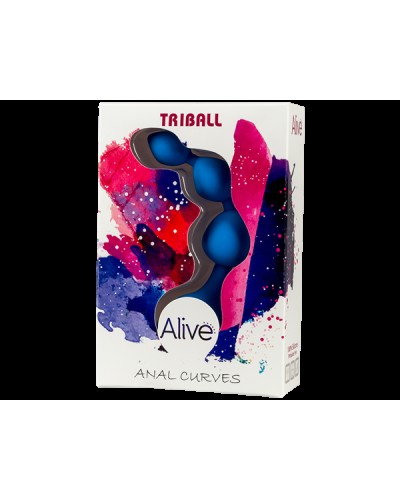 Анальні кульки Alive Triball Blue, силікон, макс. діаметр 2 см