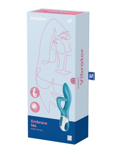 Вибратор кролик с тройным отростком Satisfyer Embrace me Turquoise, 2 мотора, диаметр 3,6 см