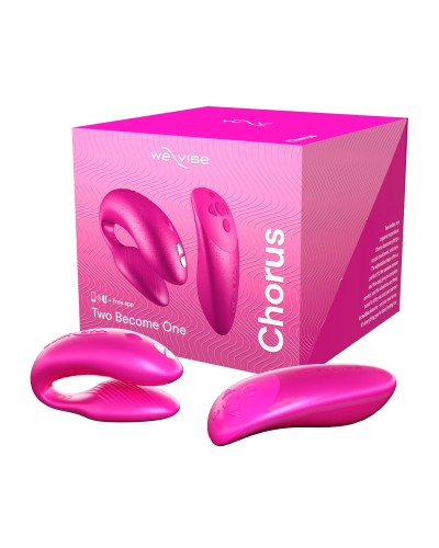 Смарт-вібратор для пар We-Vibe Chorus Cosmic Pink, сенсорне керування вібраціями стисненням пульта