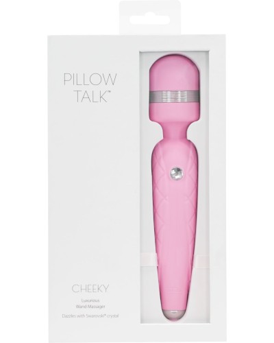 Роскошный вибромассажер PILLOW TALK - Cheeky Pink с кристаллом Swarovsky, плавное повышение мощности