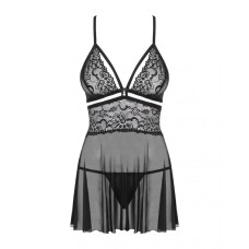Obsessive 838-BAB-1 babydoll & thong black S/M