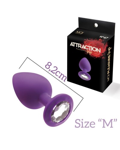 Анальна пробка з кристалом MAI Attraction Toys №48 Purple, довжина 8,2 см, діаметр 3,5 см