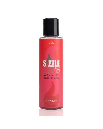 Зігрівальний масажний гель Sensuva Sizzle Lips Strawberry (125 мл), без цукру, їстівний