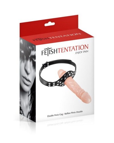 Кляп із подвійним фалоімітатором Fetish Tentation – Double Penis Gag Flesh