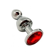 Анальна пробка Wooomy Lollypop Double Ball Metal Plug Red L