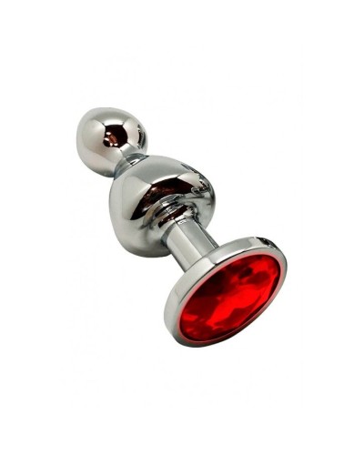 Анальна пробка Wooomy Lollypop Double Ball Metal Plug Red L