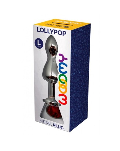 Анальна пробка Wooomy Lollypop Double Ball Metal Plug Red L