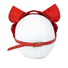 Преміум маска кішечки LOVECRAFT, натуральна шкіра, червона, подарункова упаковка