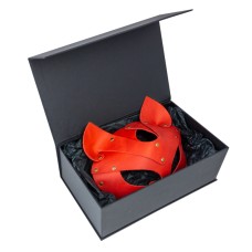 Преміум маска кішечки LOVECRAFT, натуральна шкіра, червона, подарункова упаковка