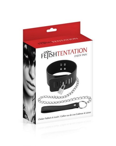 Нашийник з повідцем Fetish Tentation Padlock and Leash