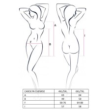 (SALE) Сорочка приталенная CAROLYN CHEMISE black 4XL/5XL - Passion, трусики