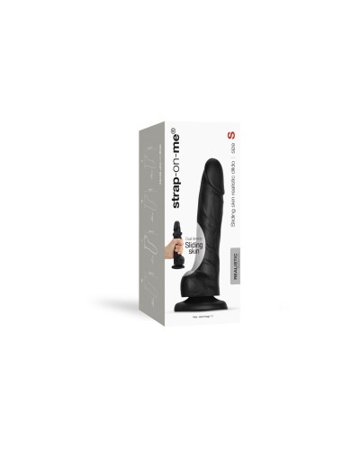 Реалістичний фалоімітатор Strap-On-Me Sliding Skin Realistic Dildo Black - S, ефект рухливої шкіри