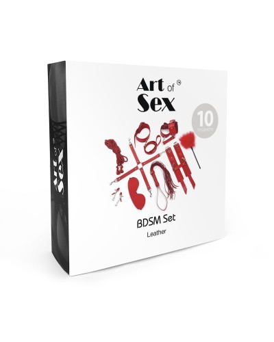 Набор Art of Sex - BDSM Set  Leather, 10 предметов, натуральная кожа, Черный