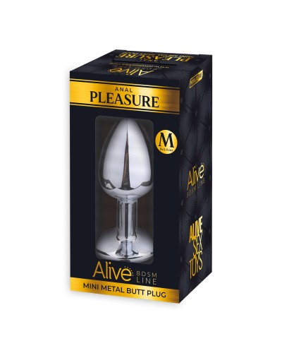 Металева анальна пробка з кристалом Alive Mini Metal Butt Plug White M