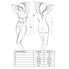 (SALE) Сорочка приталенная EVANE CHEMISE black 6XL/7XL - Passion, трусики, с кружевом