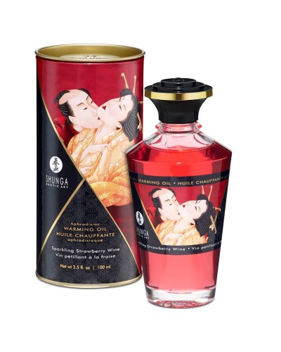 Розігрівальна олія Shunga Aphrodisiac Warming Oil – Sparkling Strawberry Wine (100 мл) без цукру