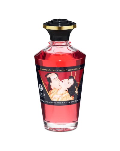 Розігрівальна олія Shunga Aphrodisiac Warming Oil – Sparkling Strawberry Wine (100 мл) без цукру