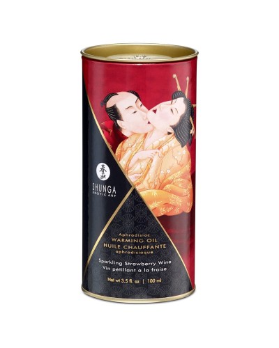 Розігрівальна олія Shunga Aphrodisiac Warming Oil – Sparkling Strawberry Wine (100 мл) без цукру