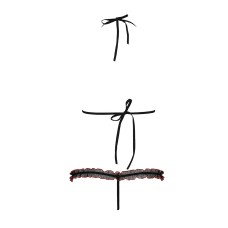 Комплект білизни GIANA BIKINI black L/XL Passion: напівпрозорі ліф і трусики з бантиками