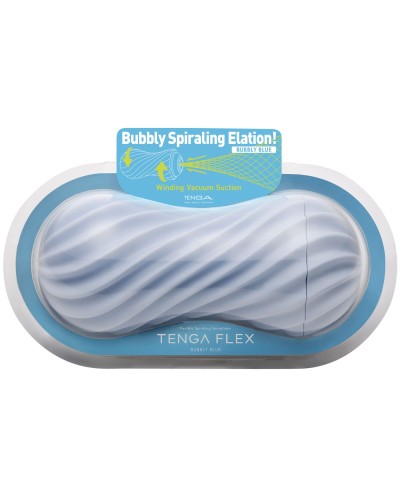 Мастурбатор Tenga FLEX Bubbly Blue с изменяемой интенсивностью, можно скручивать, вакуум