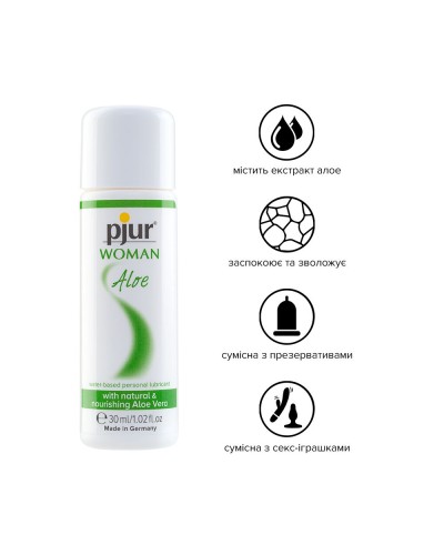 Лубрикант на водной основе pjur Woman Aloe 30 мл с экстрактом алоэ, увлажняющий, без парабенов