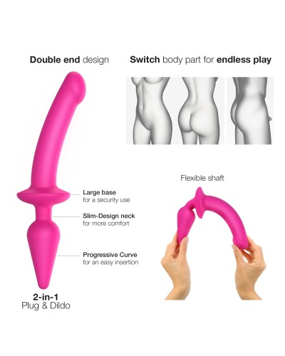 Анальна пробка з дилдо 2в1 Strap-On-Me SWITCH PLUG-IN DILDO Fuchsia L, діаметр 4,5/3,4 см