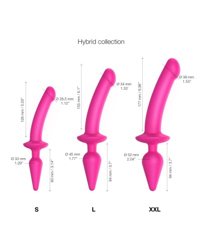 Анальна пробка з дилдо 2в1 Strap-On-Me SWITCH PLUG-IN DILDO Fuchsia L, діаметр 4,5/3,4 см