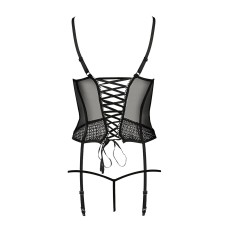 (SALE) Корсет с пажами PERDITA CORSET black XXL/XXXL - Passion Exclusive стрэпы,трусики, укороченный