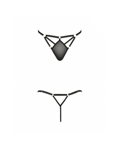 Стрінги зі стреп MEGGY THONG black L/XL - Passion Exclusive