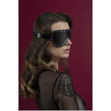 Маска на очі з заклепками Feral Feelings - Blindfold Mask, натуральна шкіра, чорна