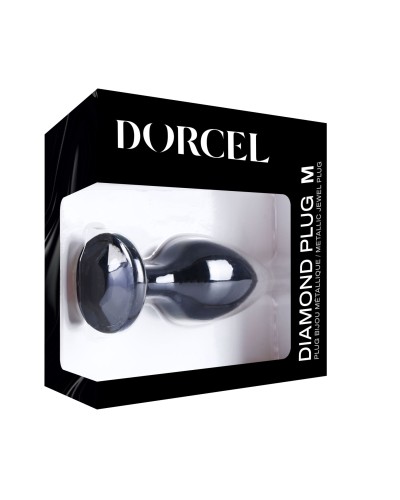 Металева анальна пробка із прикрасою у вигляді кристалу Dorcel - Diamond Plug BLACK M