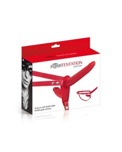 Подвійний страпон Fetish Tentation Strap-On with Double Dildo Red