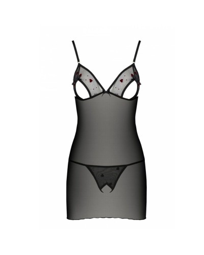 Сорочка с вырезами на груди + стринги LOVELIA CHEMISE black S/M - Passion