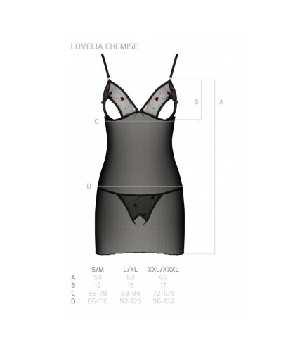 Сорочка с вырезами на груди + стринги LOVELIA CHEMISE black S/M - Passion