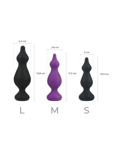 Анальная пробка Adrien Lastic Amuse Medium Purple (M) с двумя переходами, макс. диаметр 3,6 см