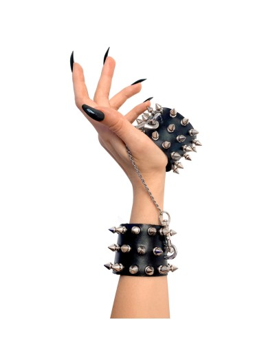 Наручники з шипами Art of Sex - Rose Spiked Leather Handcuffs, натуральна шкіра